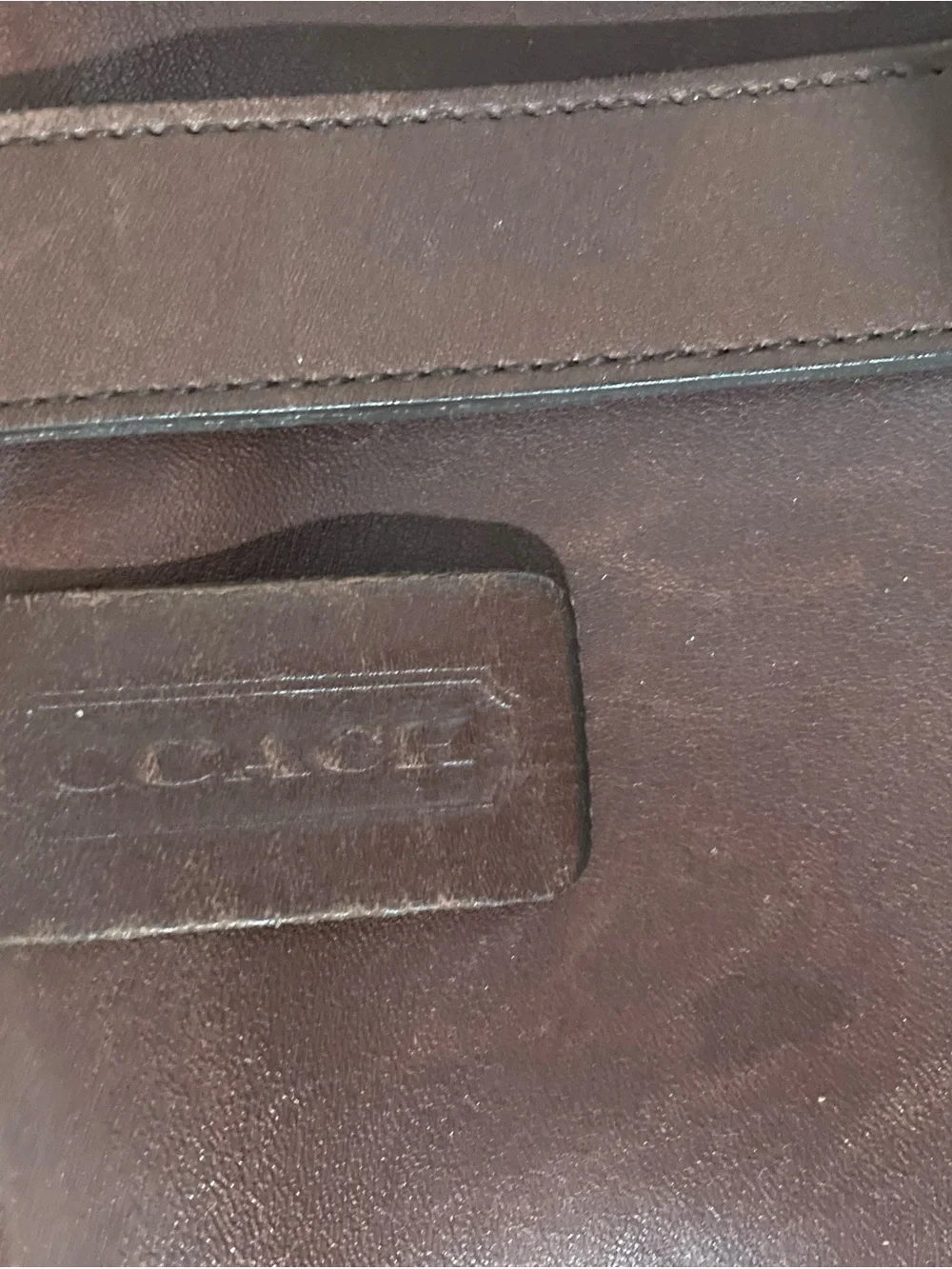 Coach Men's Dark Brown Leather Briefcase with Embossed Logo